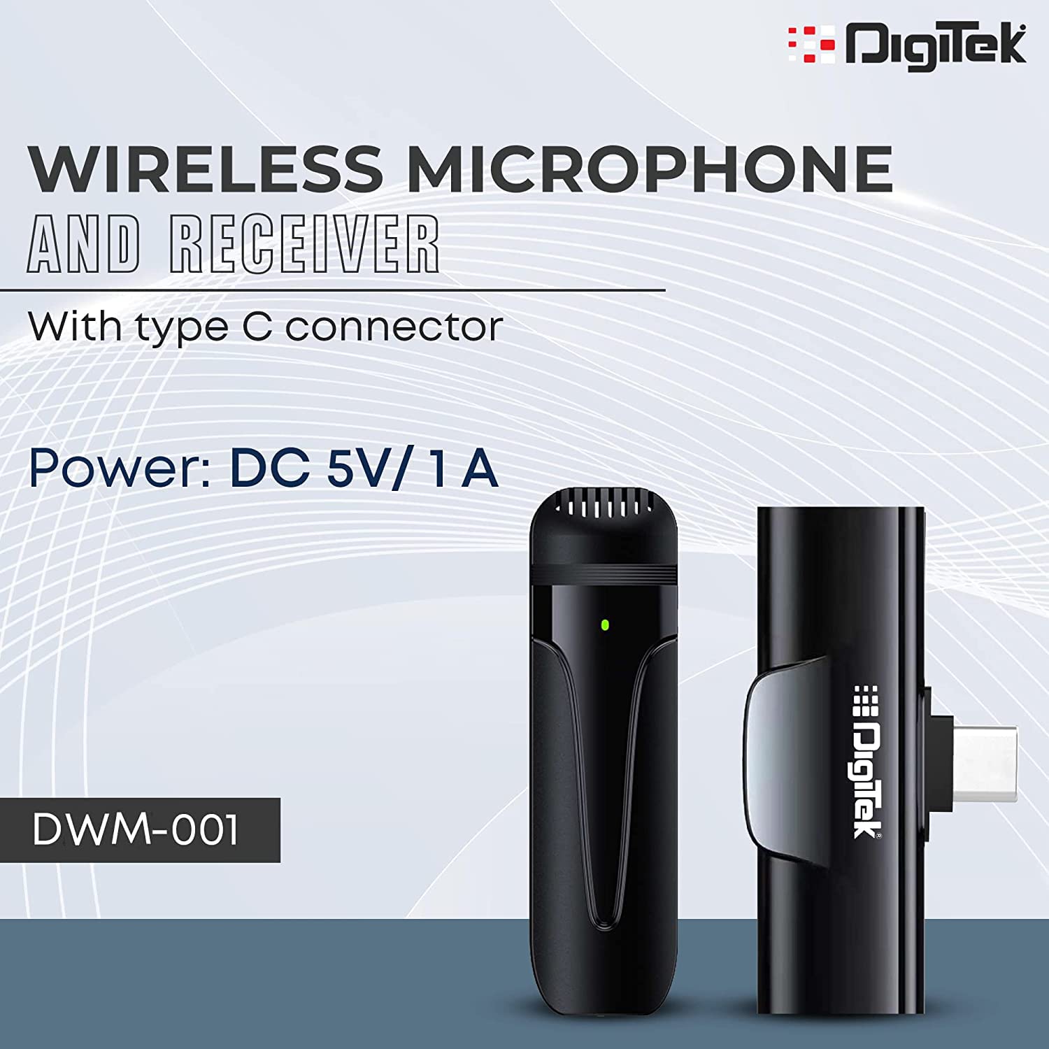 Digitek DWM-001 Wireless Microphone & Receiver with Type C 2